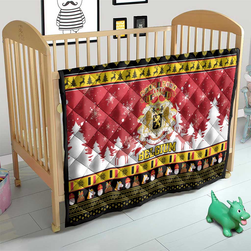 Belgium Christmas Quilt Coat Of Arms Vrolijk Kerstfeest - Wonder Print Shop