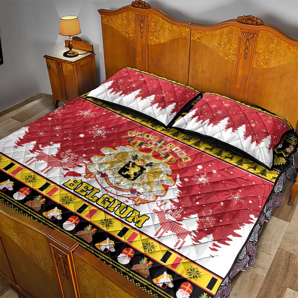 Belgium Christmas Quilt Bed Set Coat Of Arms Vrolijk Kerstfeest - Wonder Print Shop