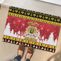 Belgium Christmas Rubber Doormat Coat Of Arms Vrolijk Kerstfeest - Wonder Print Shop