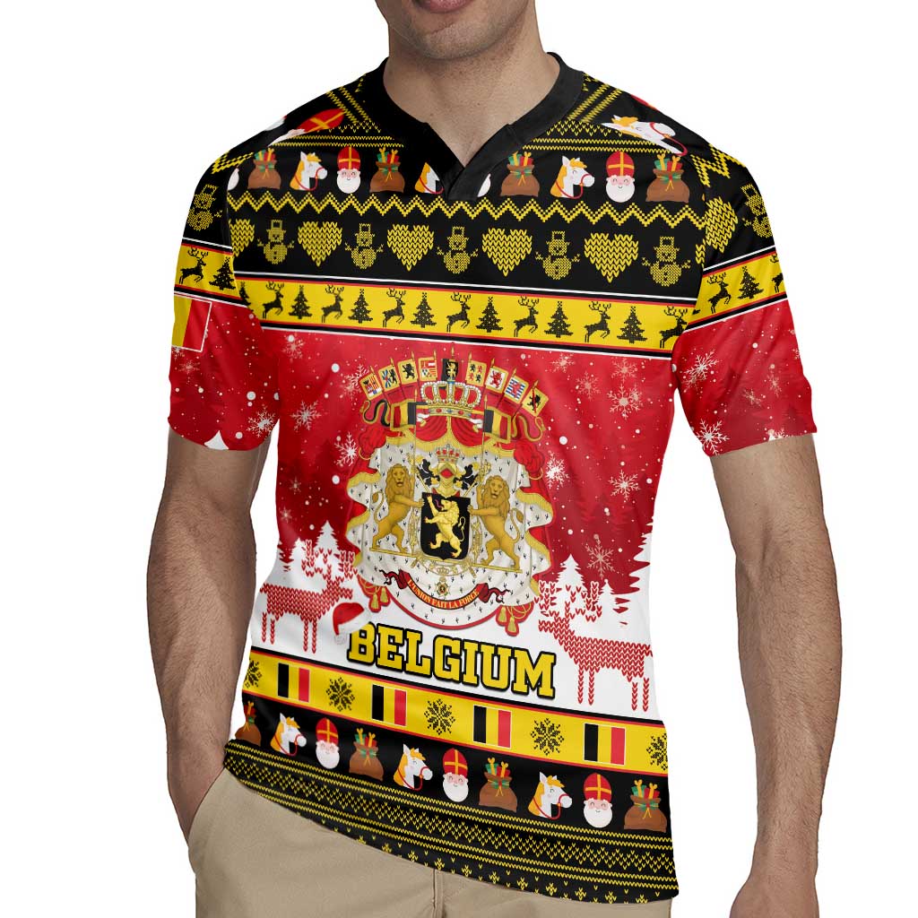 Belgium Christmas Rugby Jersey Coat Of Arms Vrolijk Kerstfeest - Wonder Print Shop