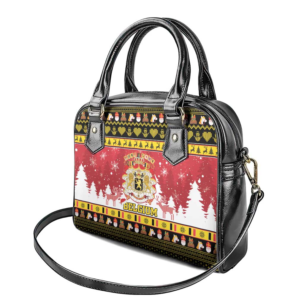 Belgium Christmas Shoulder Handbag Coat Of Arms Vrolijk Kerstfeest