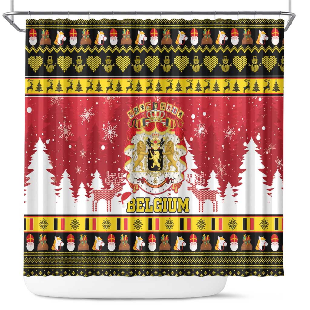 Belgium Christmas Shower Curtain Coat Of Arms Vrolijk Kerstfeest