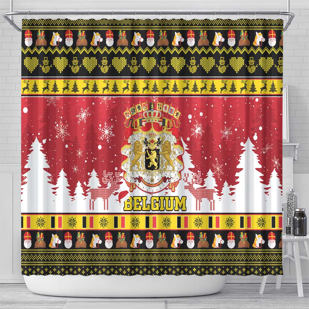 Belgium Christmas Shower Curtain Coat Of Arms Vrolijk Kerstfeest