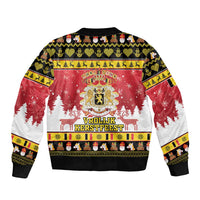 Belgium Christmas Sleeve Zip Bomber Jacket Coat Of Arms Vrolijk Kerstfeest - Wonder Print Shop
