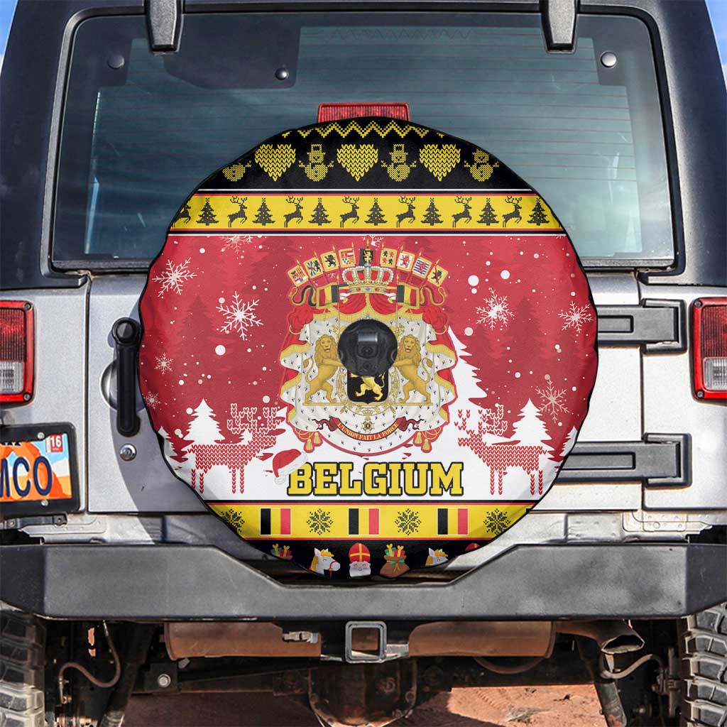 Belgium Christmas Spare Tire Cover Coat Of Arms Vrolijk Kerstfeest - Wonder Print Shop