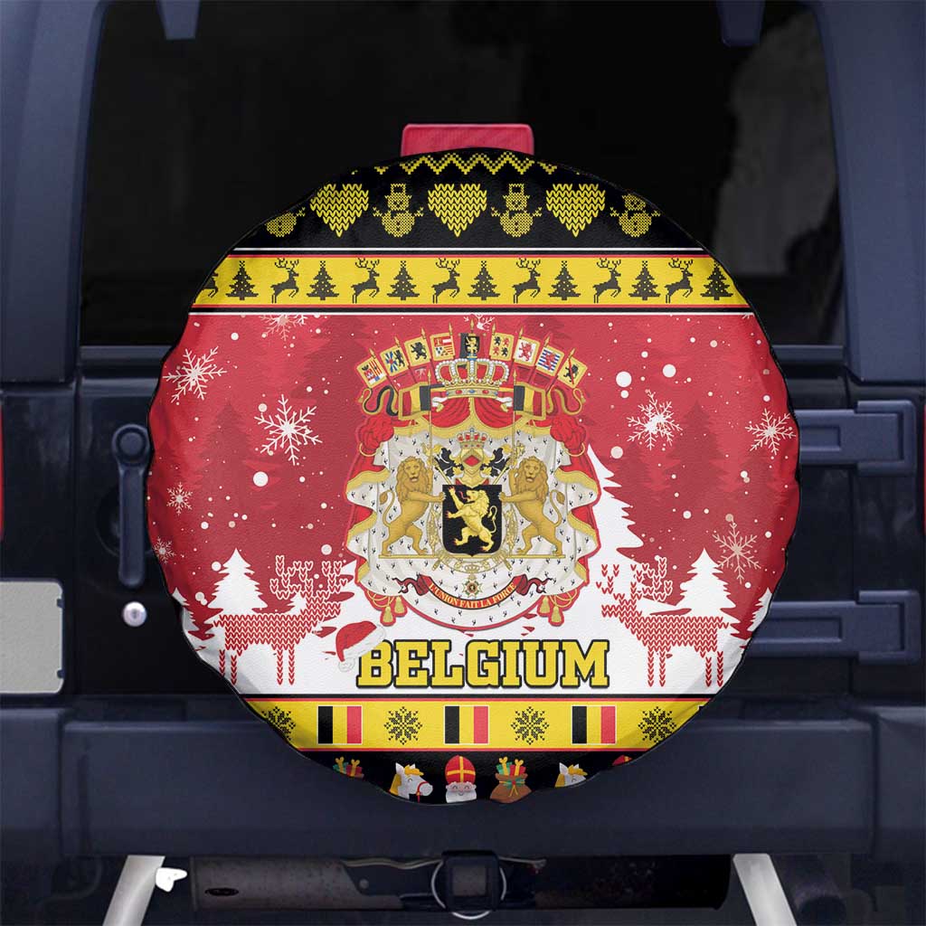 Belgium Christmas Spare Tire Cover Coat Of Arms Vrolijk Kerstfeest - Wonder Print Shop