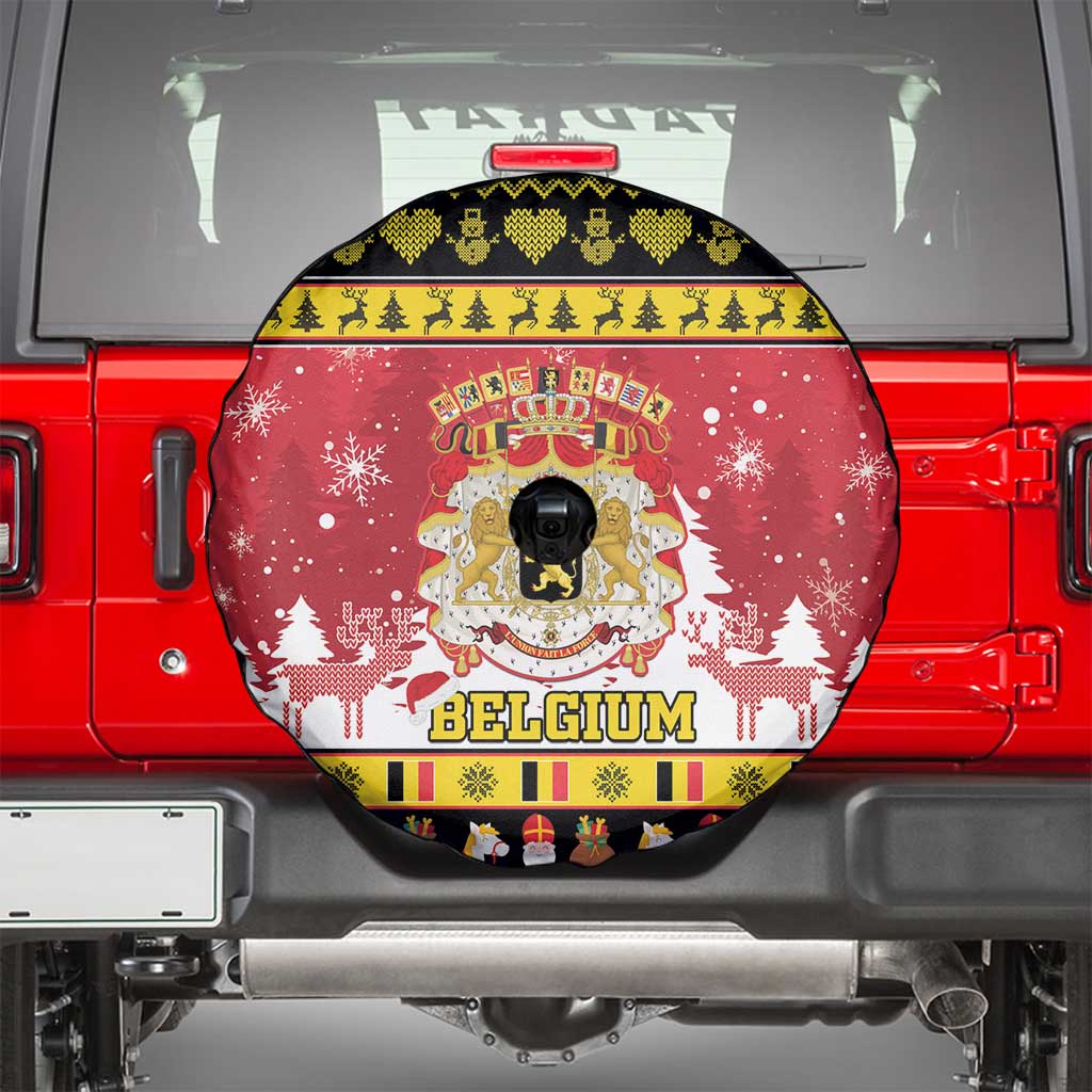 Belgium Christmas Spare Tire Cover Coat Of Arms Vrolijk Kerstfeest - Wonder Print Shop