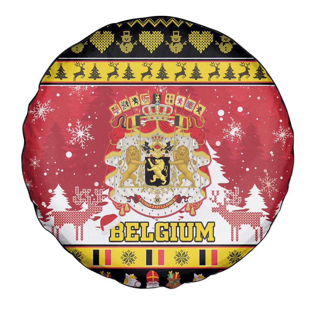 Belgium Christmas Spare Tire Cover Coat Of Arms Vrolijk Kerstfeest - Wonder Print Shop