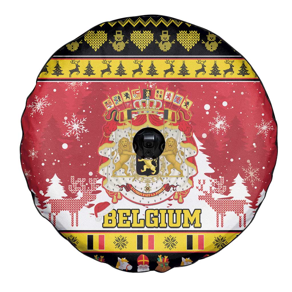Belgium Christmas Spare Tire Cover Coat Of Arms Vrolijk Kerstfeest - Wonder Print Shop