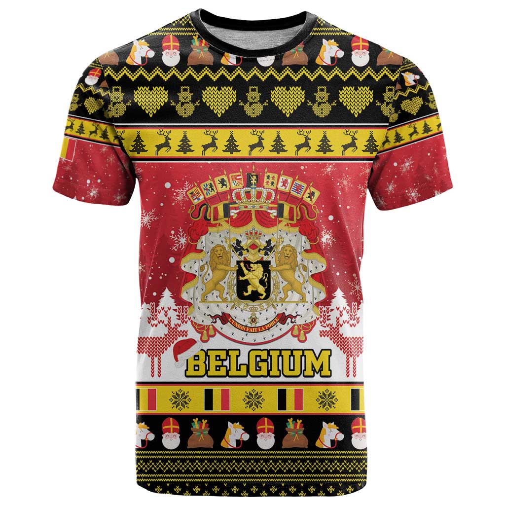 Belgium Christmas T Shirt Coat Of Arms Vrolijk Kerstfeest - Wonder Print Shop