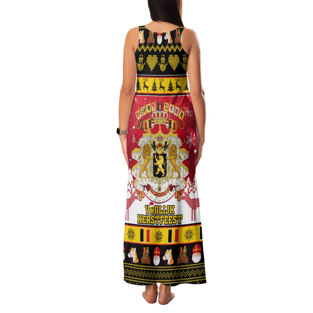 Belgium Christmas Tank Maxi Dress Coat Of Arms Vrolijk Kerstfeest - Wonder Print Shop