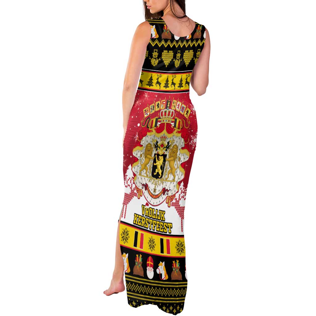 Belgium Christmas Tank Maxi Dress Coat Of Arms Vrolijk Kerstfeest - Wonder Print Shop