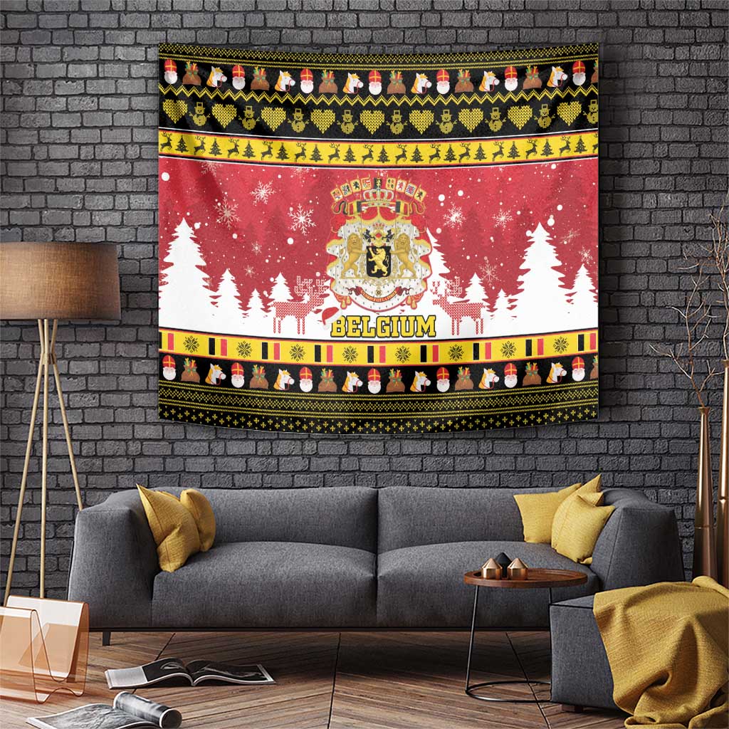 Belgium Christmas Tapestry Coat Of Arms Vrolijk Kerstfeest - Wonder Print Shop