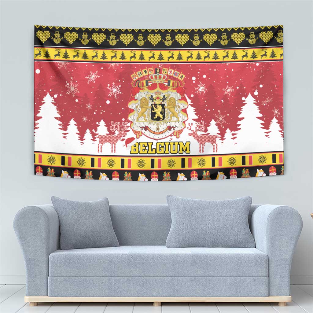 Belgium Christmas Tapestry Coat Of Arms Vrolijk Kerstfeest - Wonder Print Shop