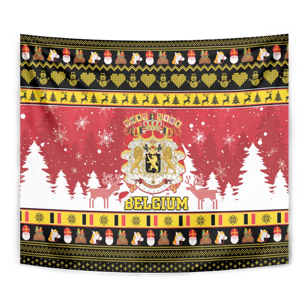 Belgium Christmas Tapestry Coat Of Arms Vrolijk Kerstfeest - Wonder Print Shop