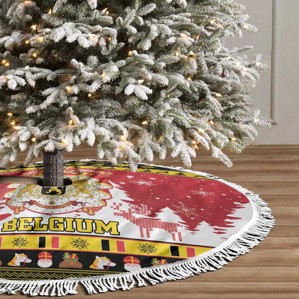 Belgium Christmas Tree Skirt Coat Of Arms Vrolijk Kerstfeest - Wonder Print Shop