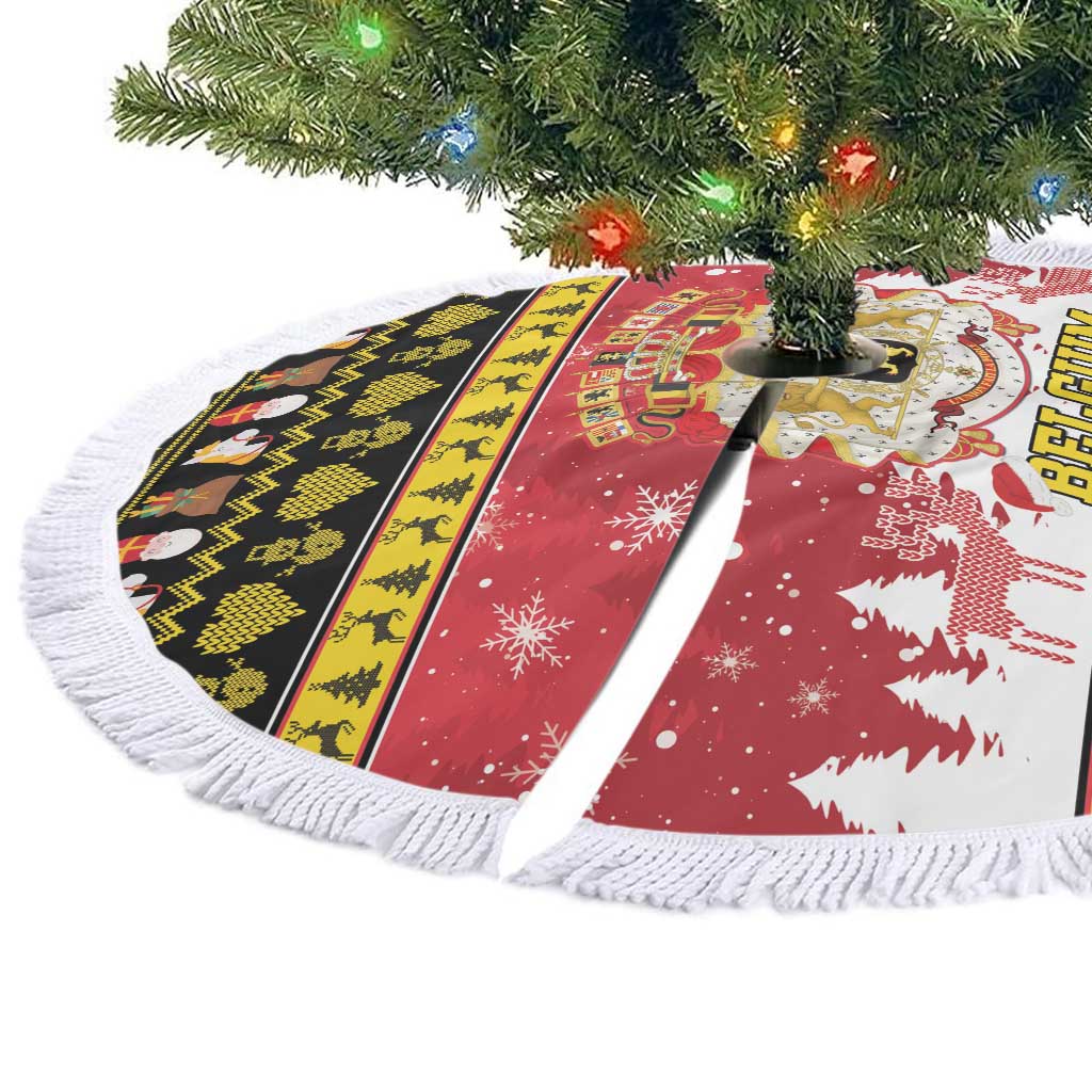Belgium Christmas Tree Skirt Coat Of Arms Vrolijk Kerstfeest - Wonder Print Shop