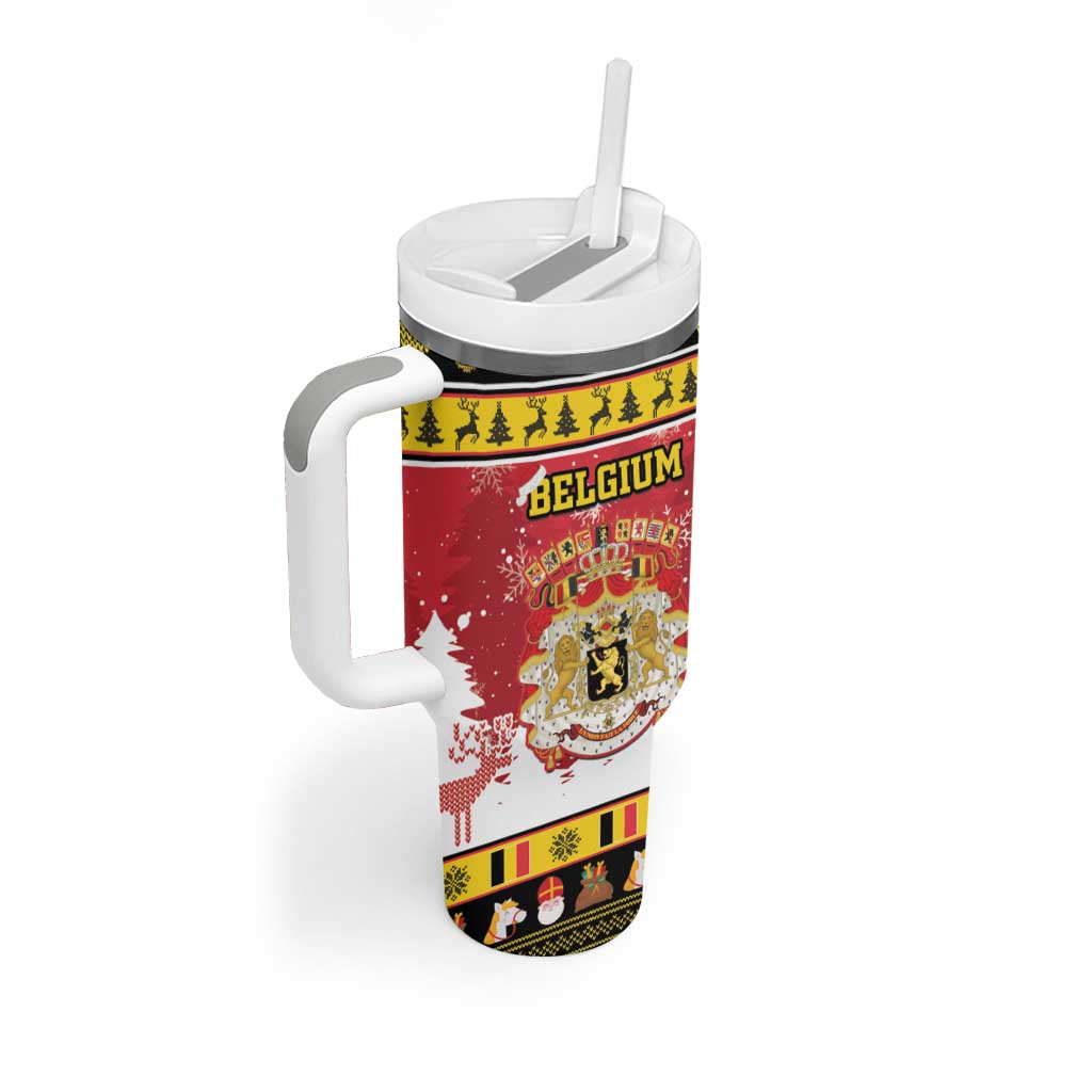 Belgium Christmas Tumbler With Handle Coat Of Arms Vrolijk Kerstfeest - Wonder Print Shop