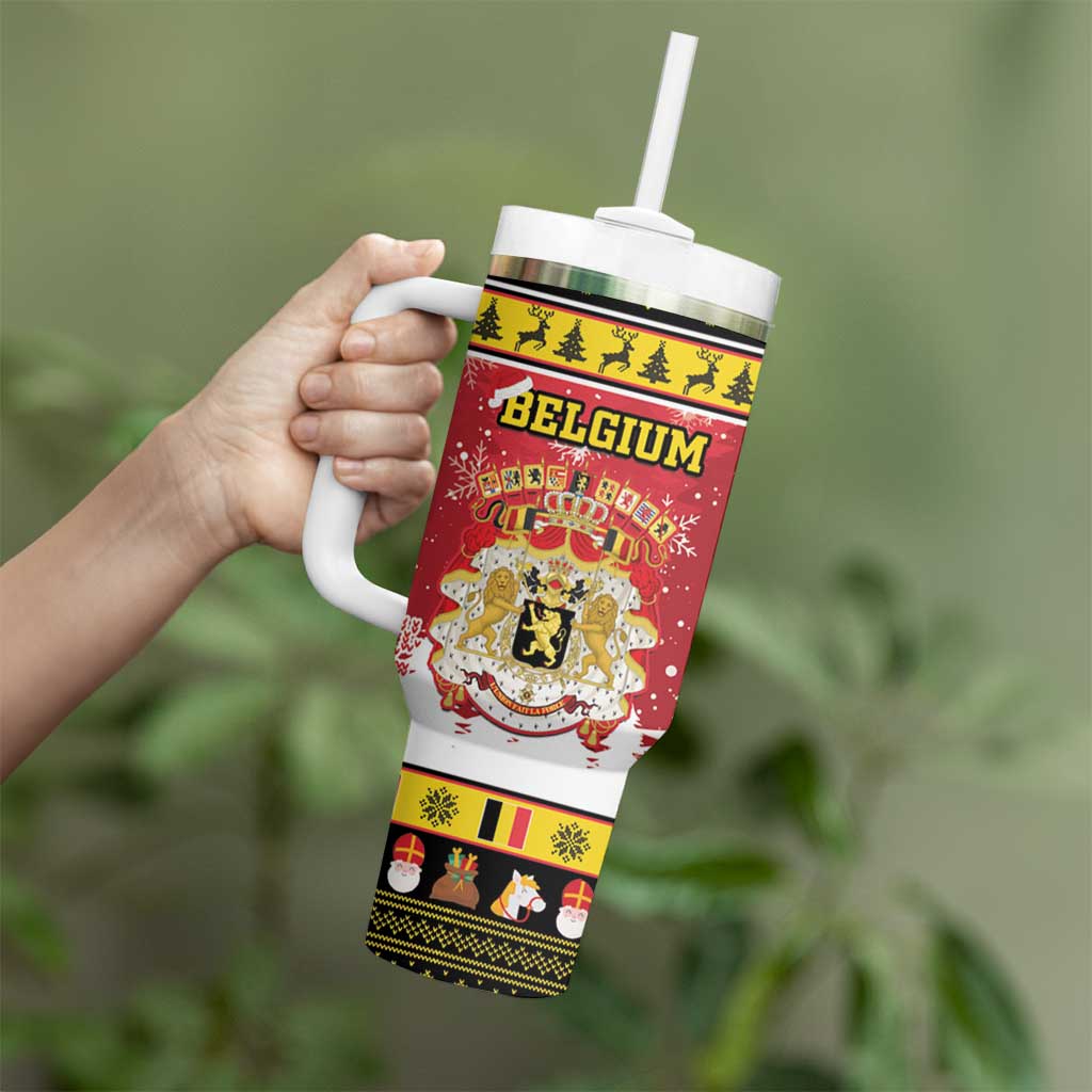 Belgium Christmas Tumbler With Handle Coat Of Arms Vrolijk Kerstfeest - Wonder Print Shop