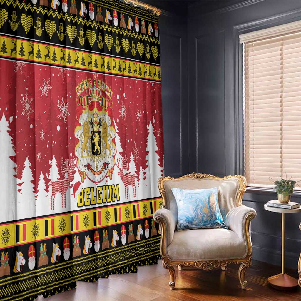 Belgium Christmas Window Curtain Coat Of Arms Vrolijk Kerstfeest - Wonder Print Shop