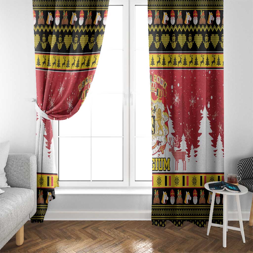 Belgium Christmas Window Curtain Coat Of Arms Vrolijk Kerstfeest - Wonder Print Shop
