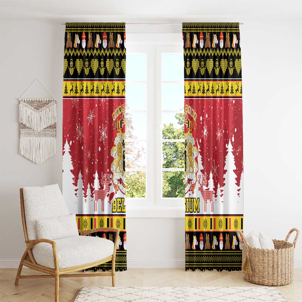 Belgium Christmas Window Curtain Coat Of Arms Vrolijk Kerstfeest - Wonder Print Shop