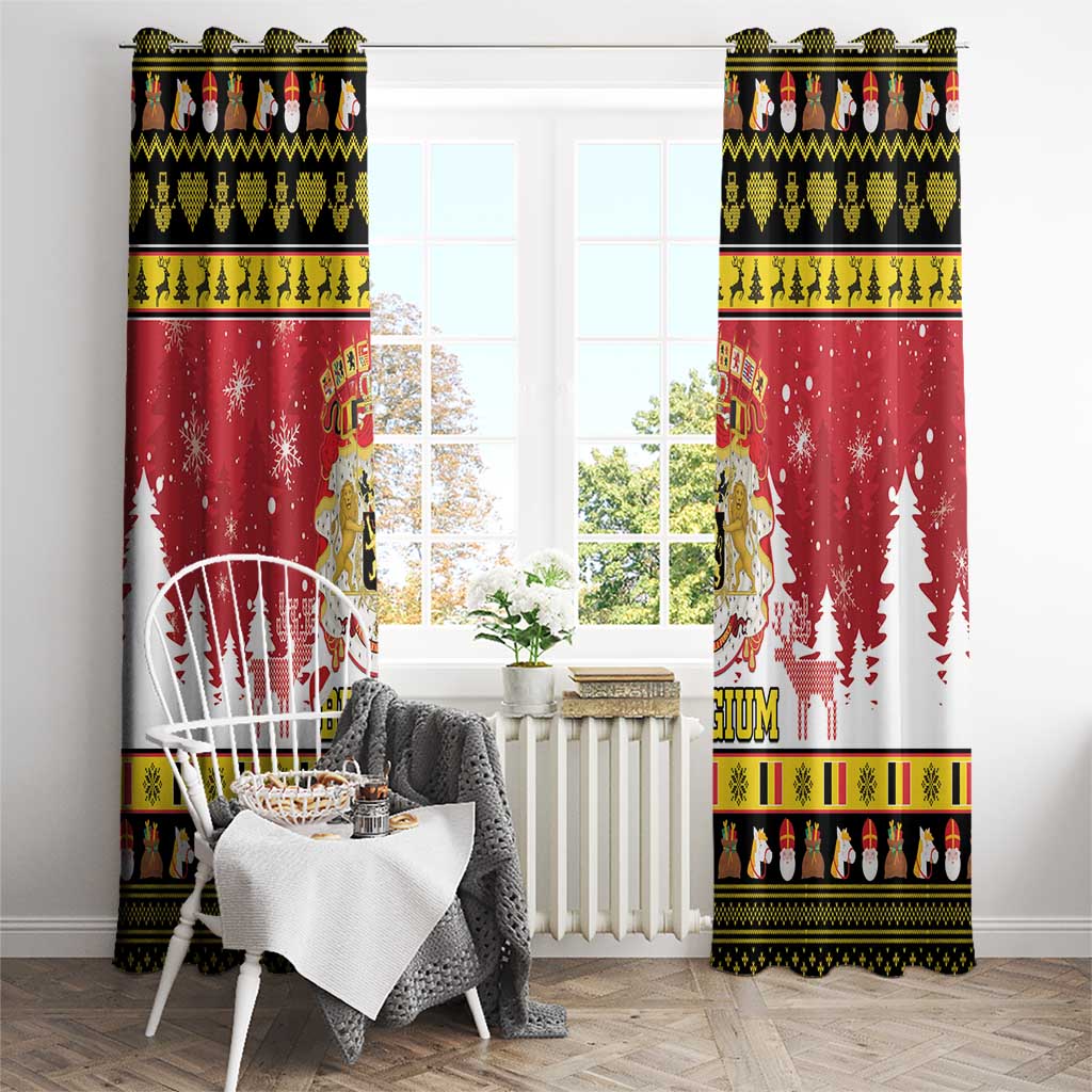 Belgium Christmas Window Curtain Coat Of Arms Vrolijk Kerstfeest - Wonder Print Shop