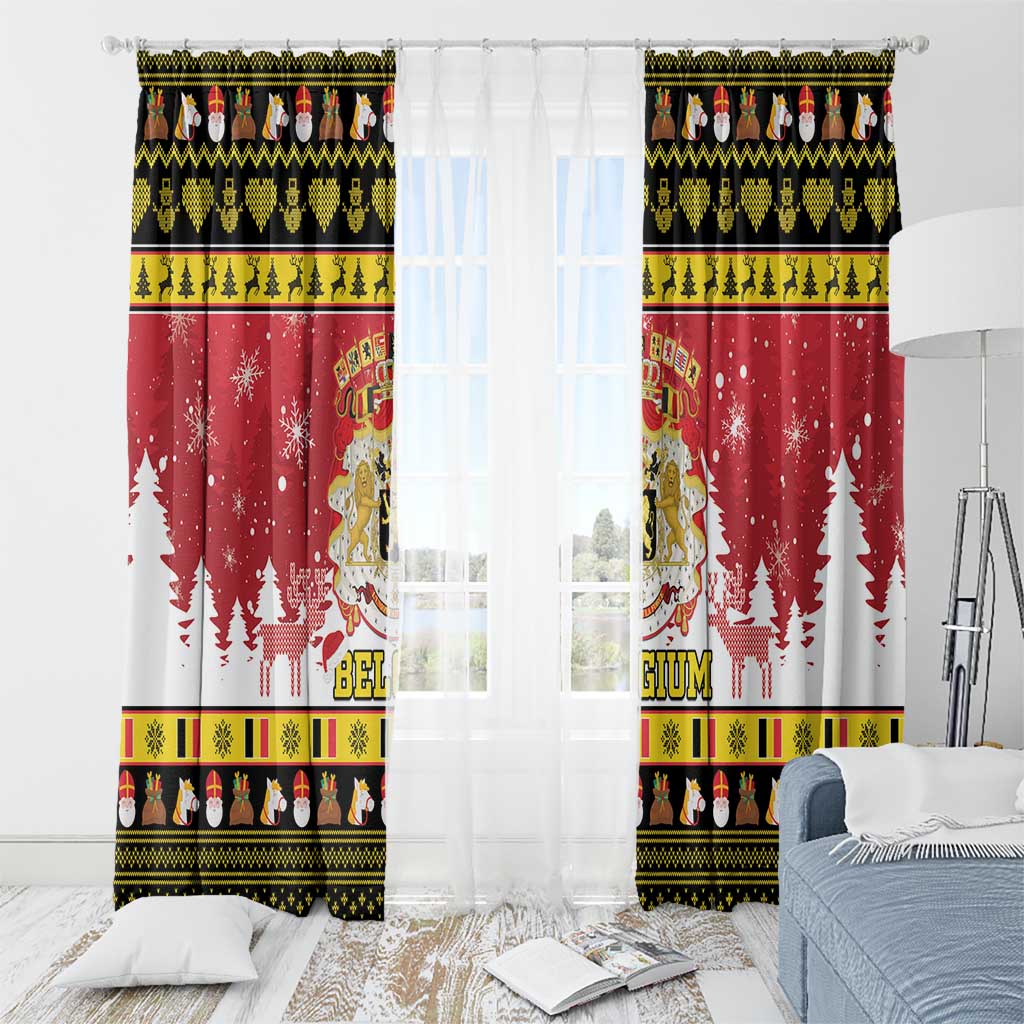 Belgium Christmas Window Curtain Coat Of Arms Vrolijk Kerstfeest - Wonder Print Shop