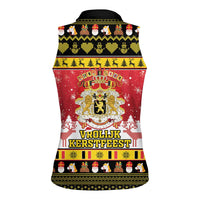 Belgium Christmas Women Sleeveless Polo Shirt Coat Of Arms Vrolijk Kerstfeest - Wonder Print Shop