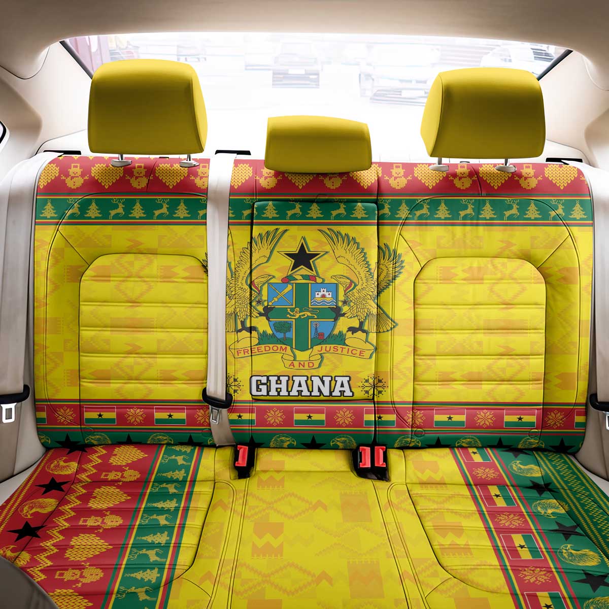 Ghana Christmas Back Car Seat Cover Coat Of Arms Afishapa - Wonder Print Shop