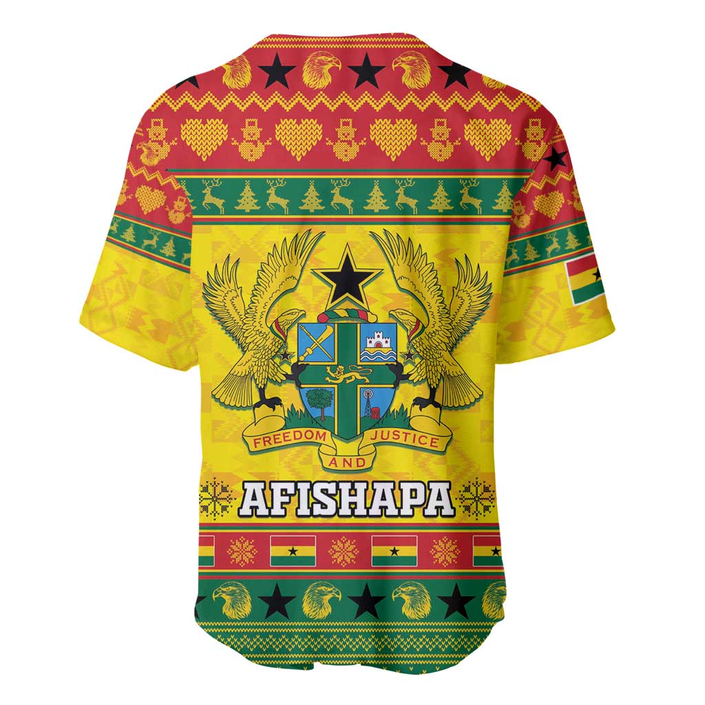 Ghana Christmas Baseball Jersey Coat Of Arms Afishapa - Wonder Print Shop