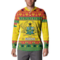 Ghana Christmas Button Sweatshirt Coat Of Arms Afishapa - Wonder Print Shop