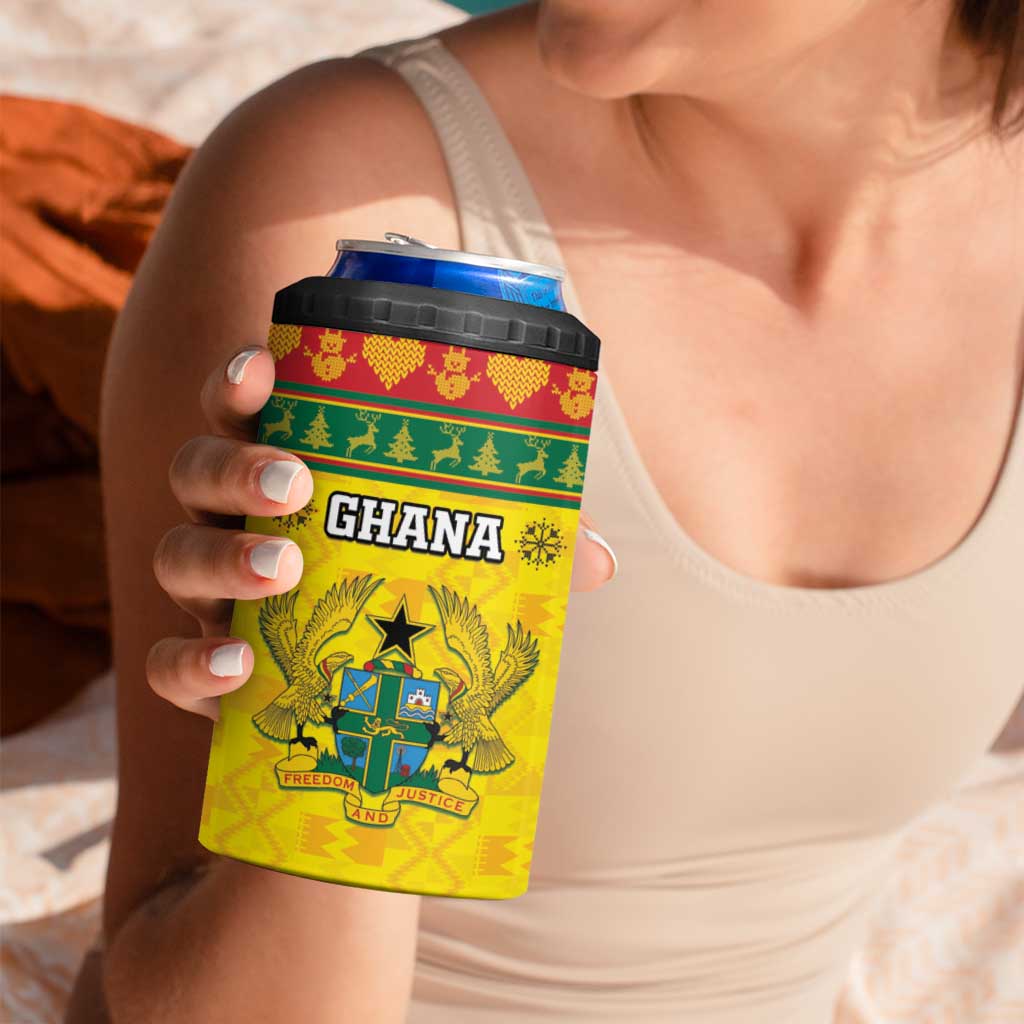 Ghana Christmas 4 in 1 Can Cooler Tumbler Coat Of Arms Afishapa - Wonder Print Shop