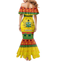 Ghana Christmas Family Matching Mermaid Dress and Hawaiian Shirt Coat Of Arms Afishapa - Wonder Print Shop