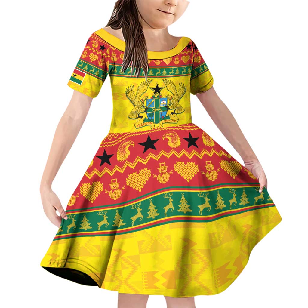 Ghana Christmas Family Matching Off Shoulder Short Dress and Hawaiian Shirt Coat Of Arms Afishapa - Wonder Print Shop