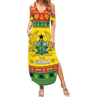 Ghana Christmas Family Matching Summer Maxi Dress and Hawaiian Shirt Coat Of Arms Afishapa - Wonder Print Shop