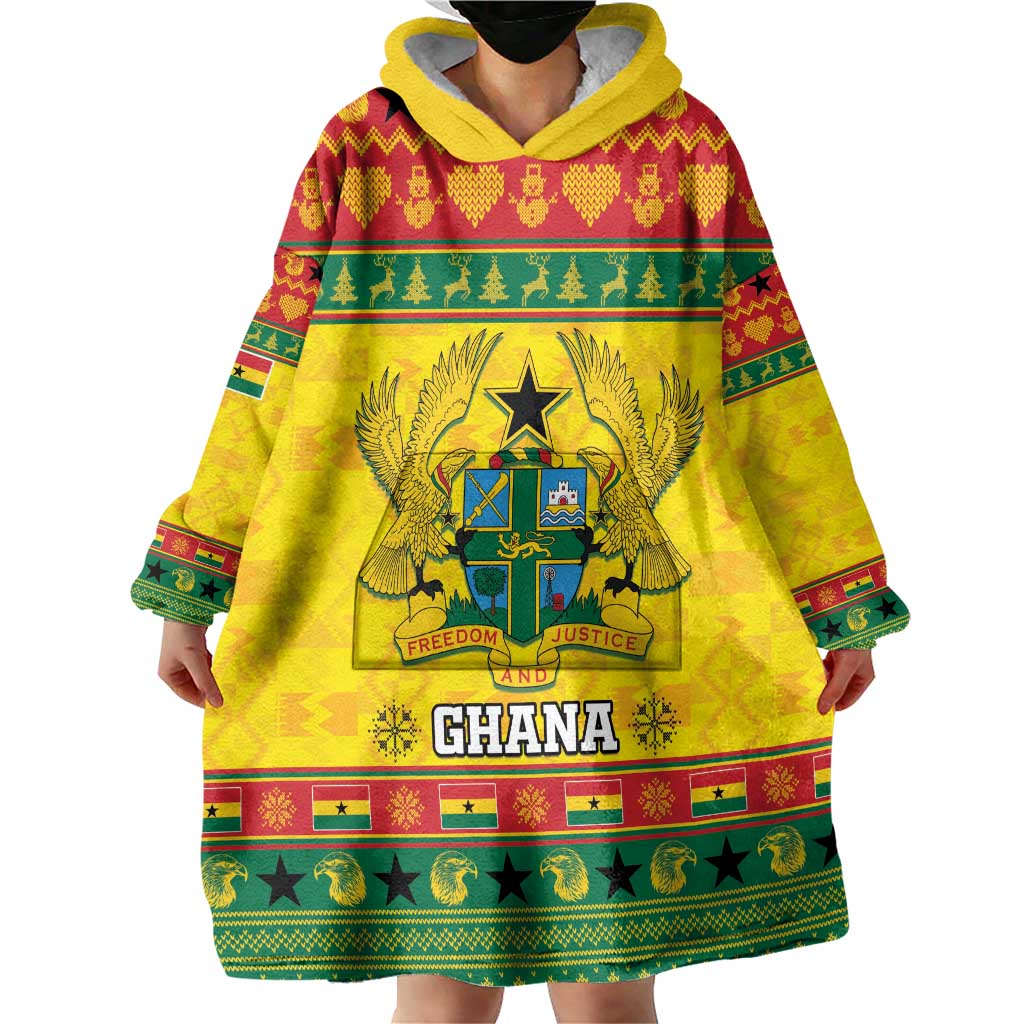 Ghana Christmas Wearable Blanket Hoodie Coat Of Arms Afishapa - Wonder Print Shop
