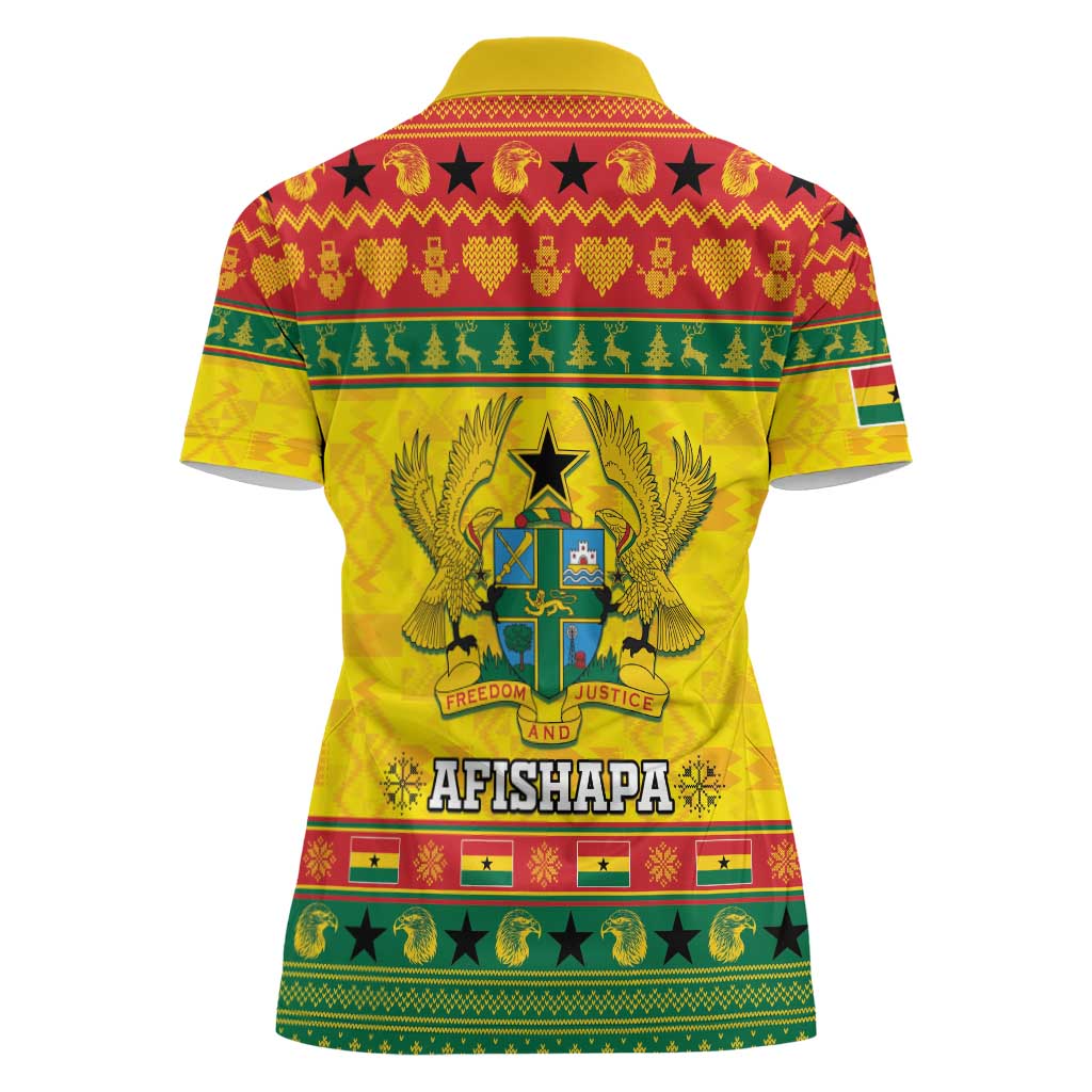 Ghana Christmas Women Polo Shirt Coat Of Arms Afishapa - Wonder Print Shop