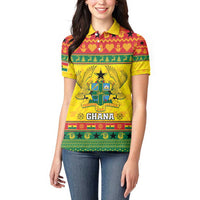 Ghana Christmas Women Polo Shirt Coat Of Arms Afishapa - Wonder Print Shop