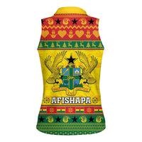 Ghana Christmas Women Sleeveless Polo Shirt Coat Of Arms Afishapa - Wonder Print Shop