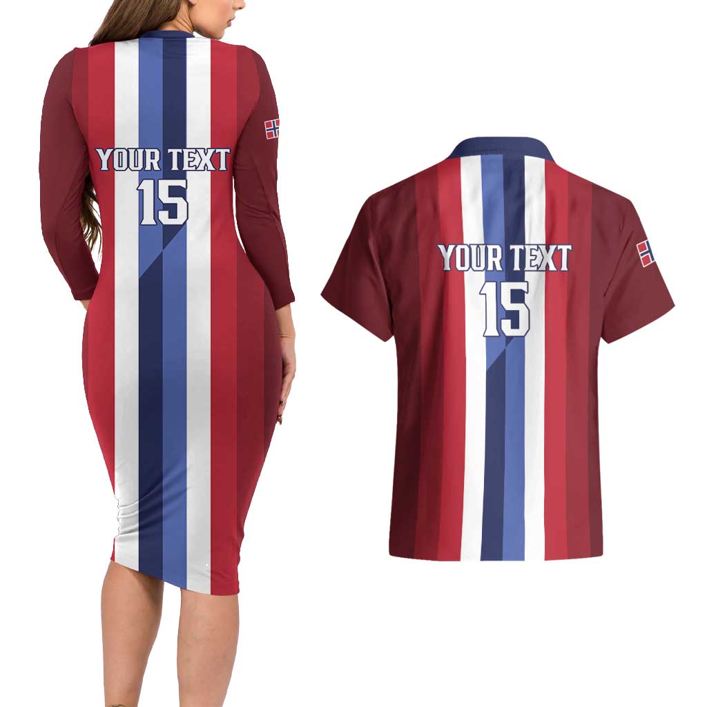 Custom Norway Football 2026 Couples Matching Long Sleeve Bodycon Dress and Hawaiian Shirt Road To Champions - Wonder Print Shop