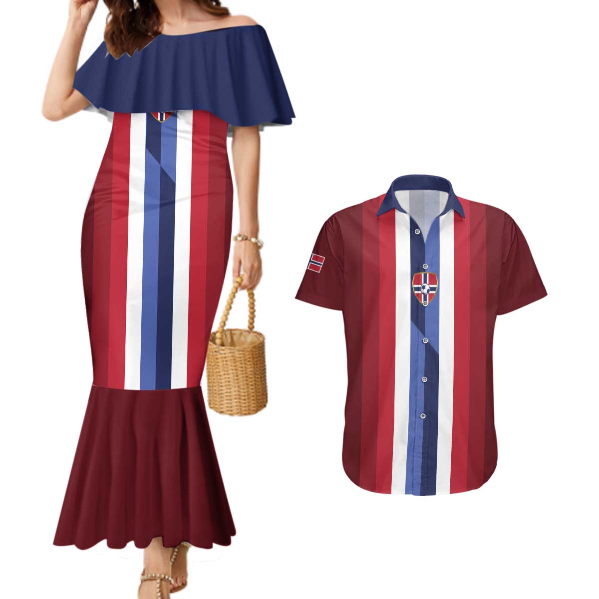 Custom Norway Football 2026 Couples Matching Mermaid Dress and Hawaiian Shirt Road To Champions - Wonder Print Shop