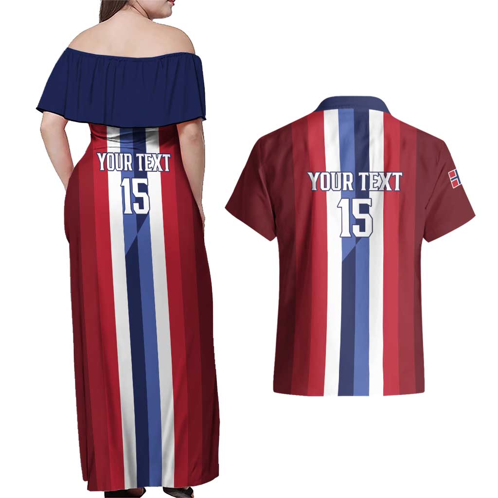 Custom Norway Football 2026 Couples Matching Off Shoulder Maxi Dress and Hawaiian Shirt Road To Champions - Wonder Print Shop