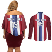 Custom Norway Football 2026 Couples Matching Off Shoulder Short Dress and Long Sleeve Button Shirt Road To Champions - Wonder Print Shop
