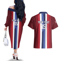 Custom Norway Football 2026 Couples Matching Off The Shoulder Long Sleeve Dress and Hawaiian Shirt Road To Champions - Wonder Print Shop