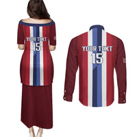 Custom Norway Football 2026 Couples Matching Puletasi and Long Sleeve Button Shirt Road To Champions - Wonder Print Shop