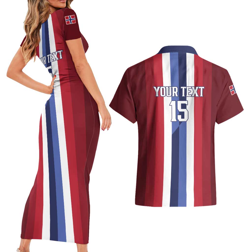 Custom Norway Football 2026 Couples Matching Short Sleeve Bodycon Dress and Hawaiian Shirt Road To Champions - Wonder Print Shop