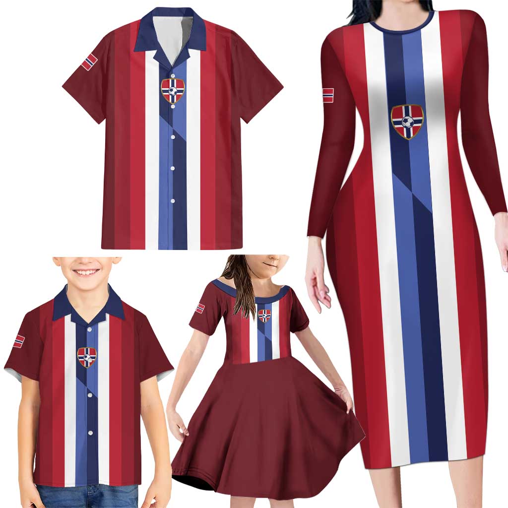 Custom Norway Football 2026 Family Matching Long Sleeve Bodycon Dress and Hawaiian Shirt Road To Champions - Wonder Print Shop