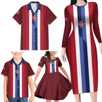 Custom Norway Football 2026 Family Matching Long Sleeve Bodycon Dress and Hawaiian Shirt Road To Champions - Wonder Print Shop