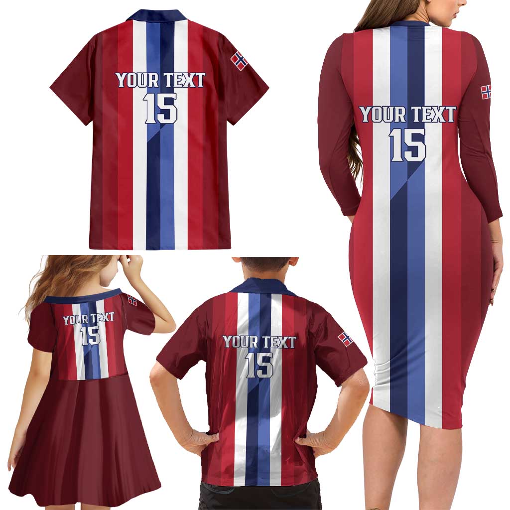 Custom Norway Football 2026 Family Matching Long Sleeve Bodycon Dress and Hawaiian Shirt Road To Champions - Wonder Print Shop